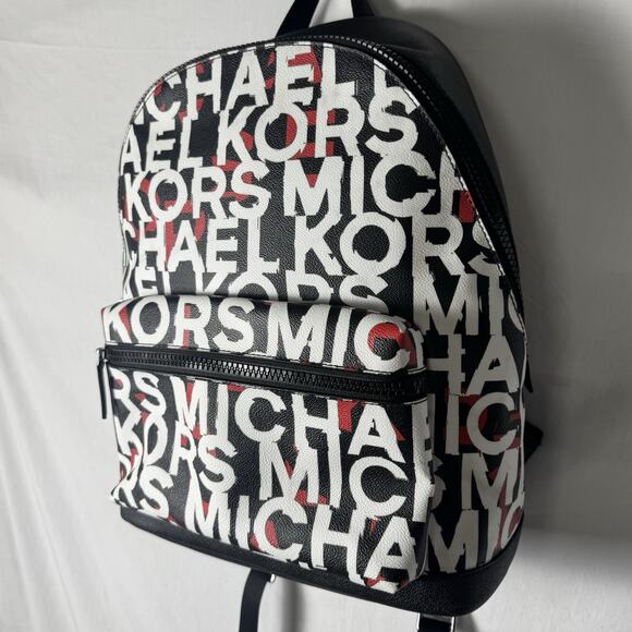 EUC Michael Kors Cooper Monogram Backpack Blk/Mandarin 37S0LCOB2B $498 - Picture 2 of 14